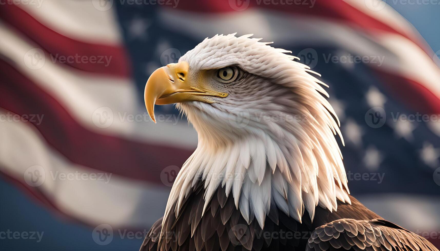 Bald Eagle with American Flag photo