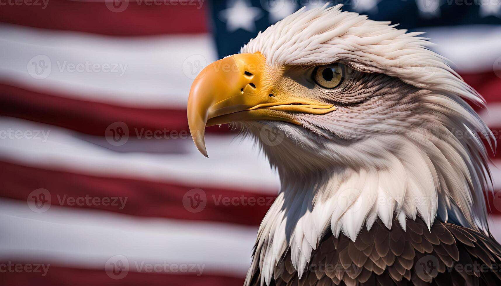 Bald Eagle with American Flag photo