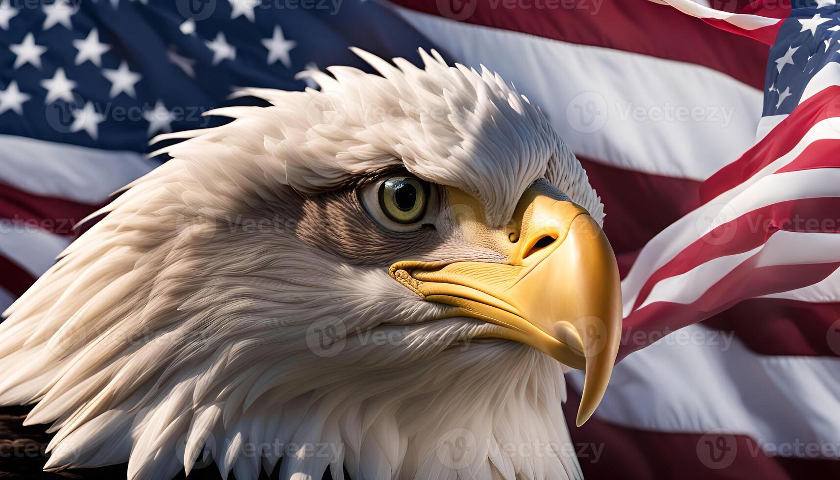 Bald Eagle with American Flag photo