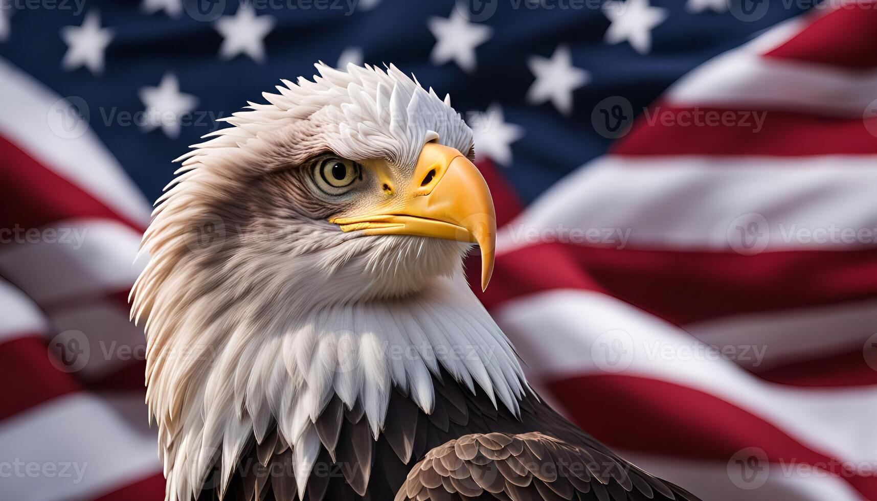 Bald Eagle with American Flag Background photo