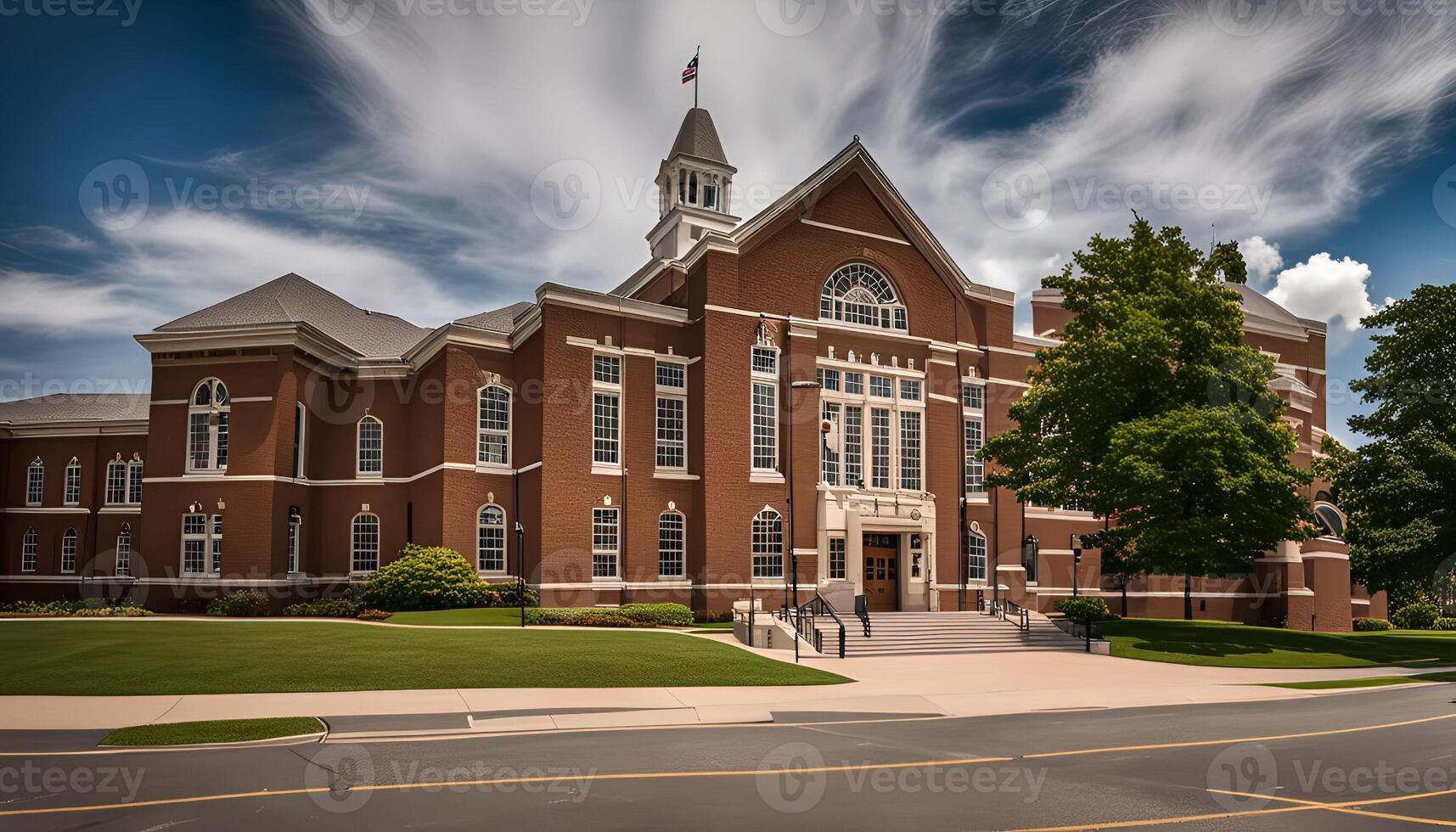 Brick Building with a Tower photo
