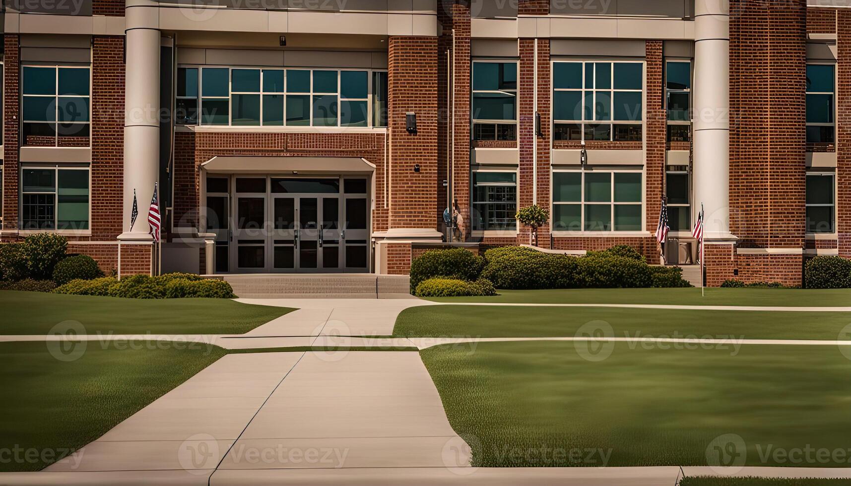 Modern School Building with a Walkway photo