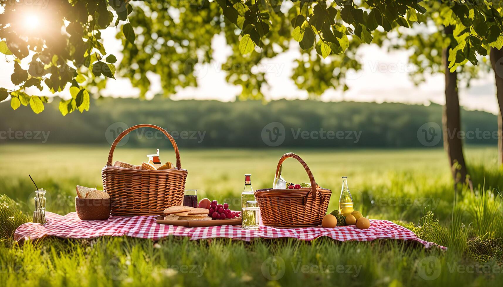 Summer Picnic Basket Under a Tree photo