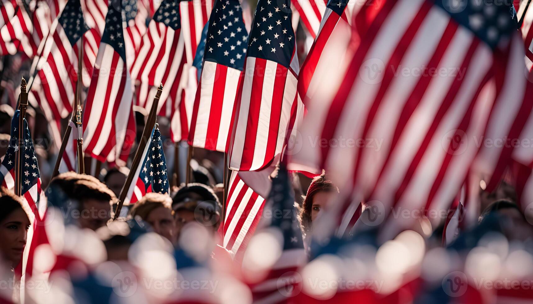 American Flags Waving Proudly photo