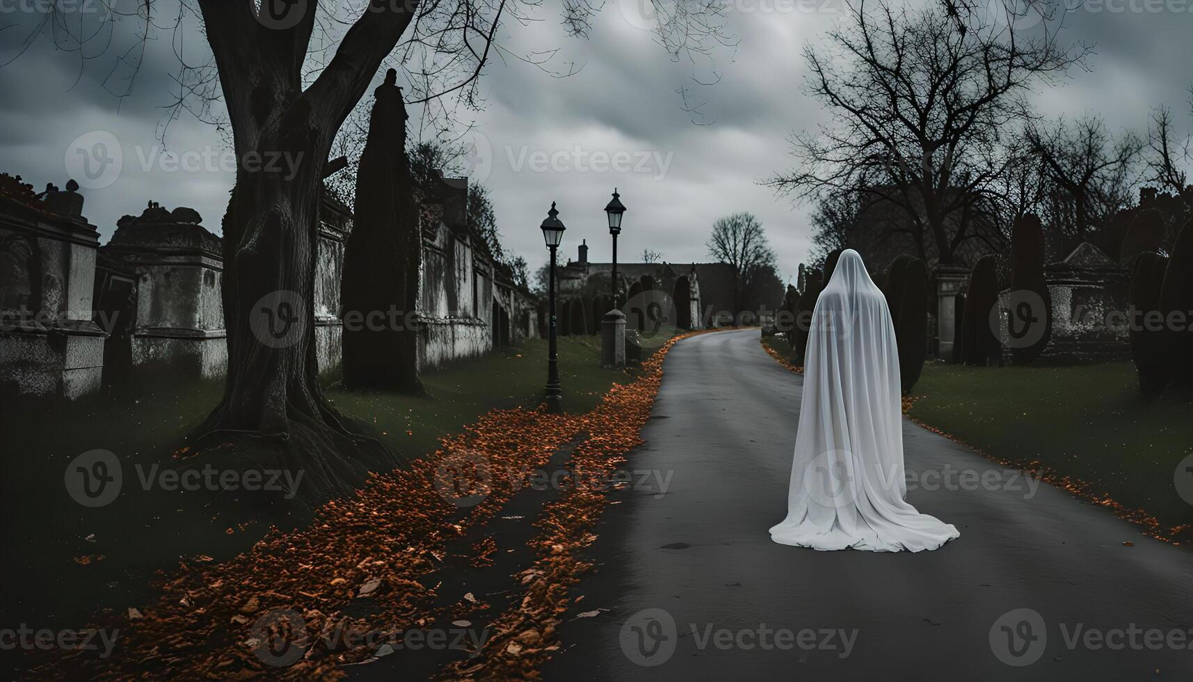 Ghostly Figure in a Cemetery photo