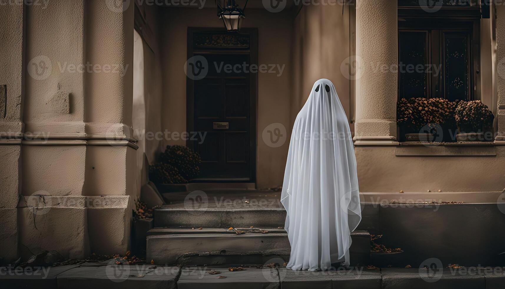 Ghostly Figure on Porch Steps photo