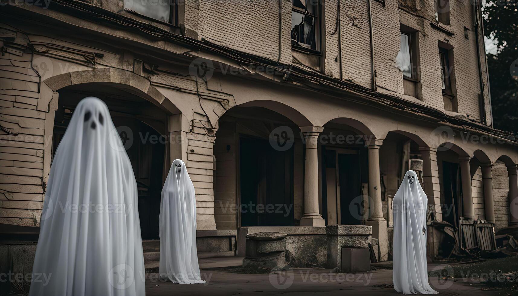 Three Ghosts Haunt an Abandoned Building photo