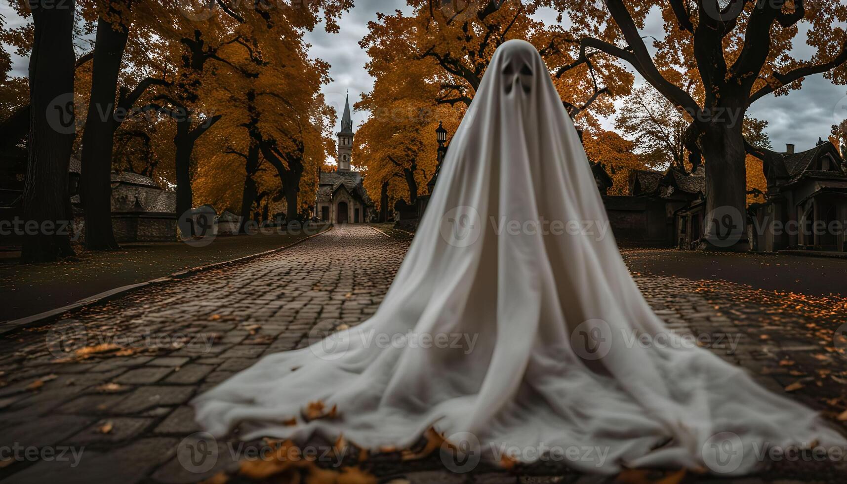 Ghostly Figure in a Cemetery photo