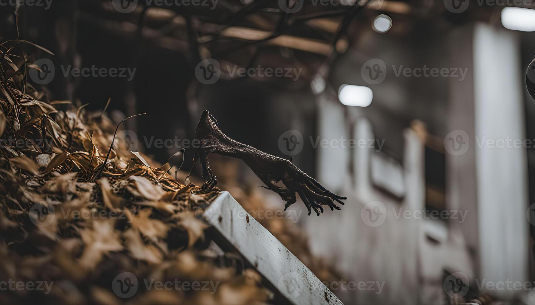 Spooky Hand Reaching Out From Leaves photo