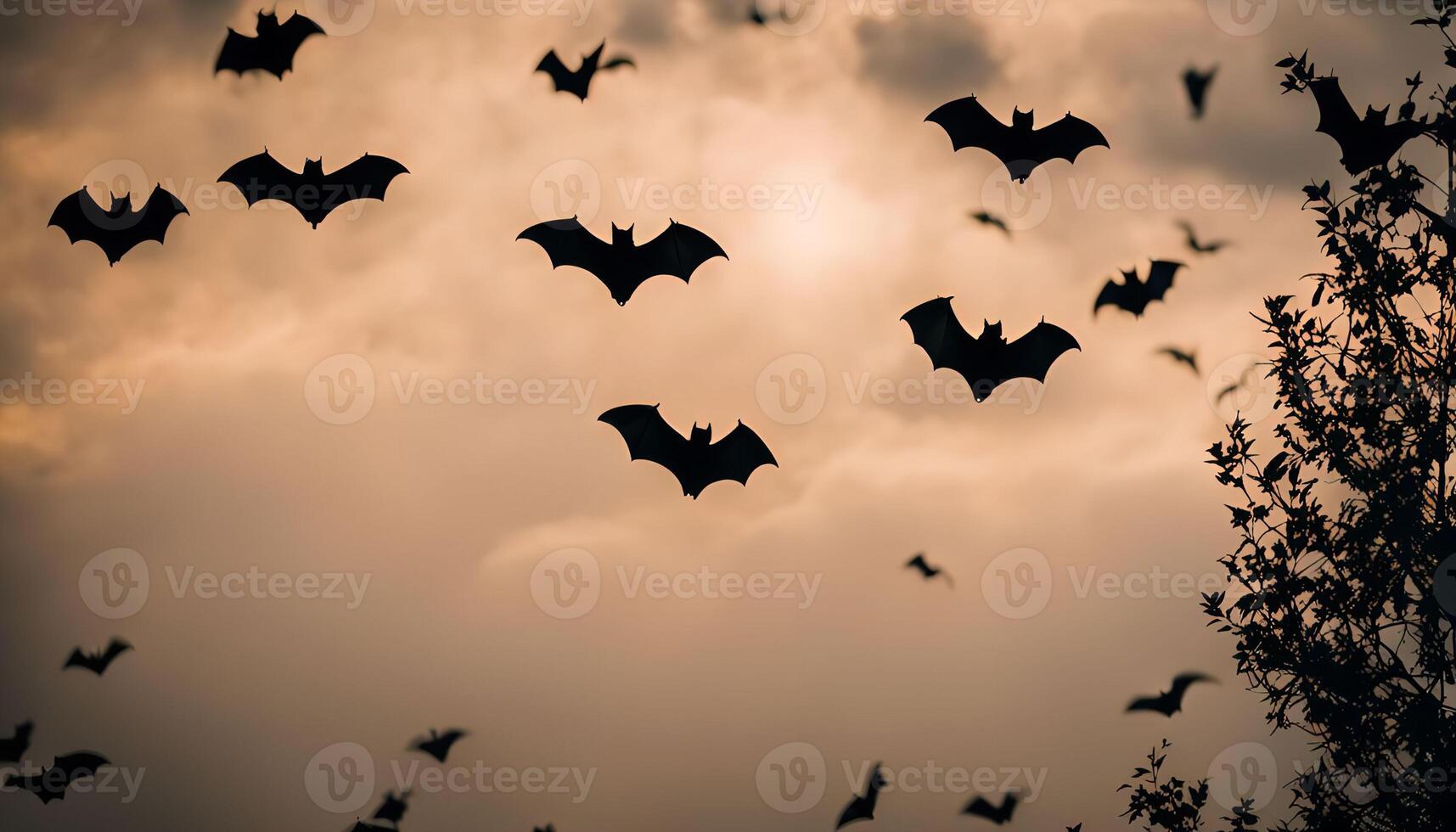 Bats in Flight Against a Cloudy Sky photo