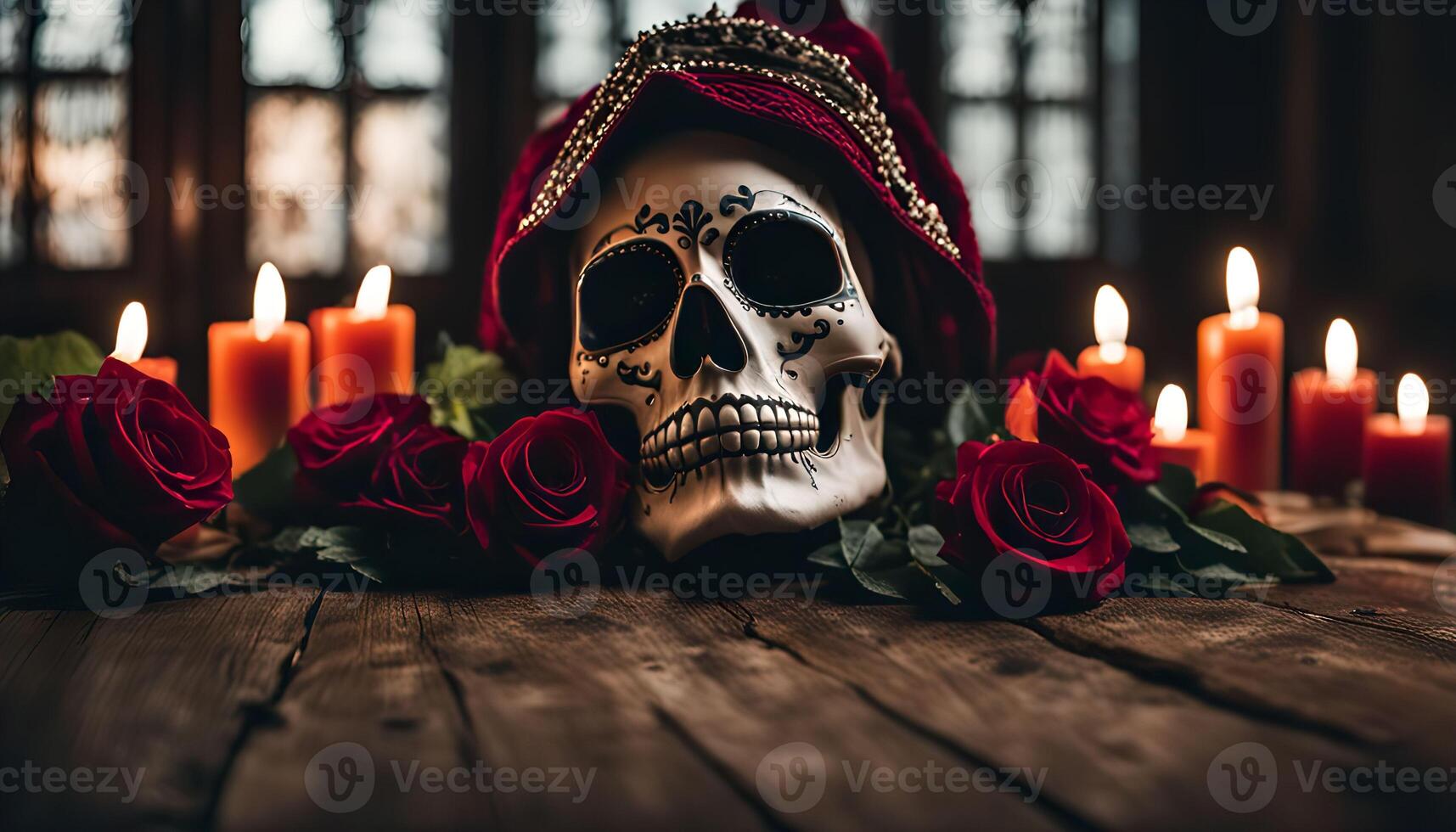 Sugar Skull and Candles photo