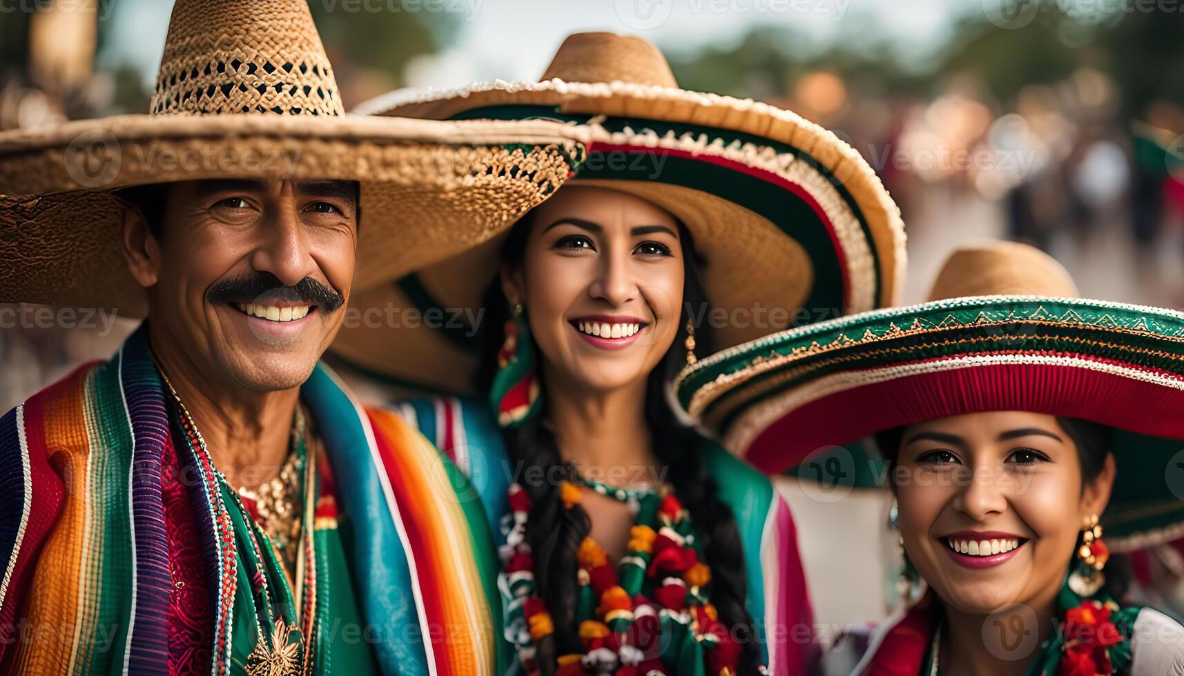 Mexican People Wearing Traditional Sombrero Hats photo