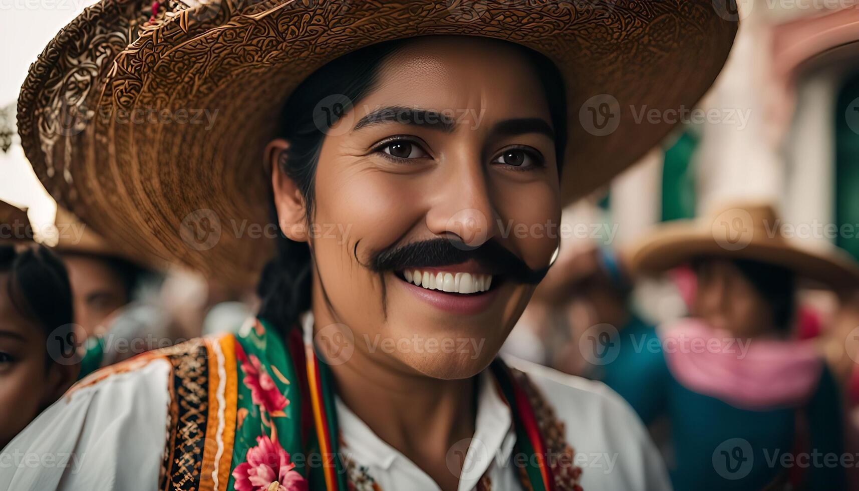 Smiling Woman in Traditional Mexican Hat photo