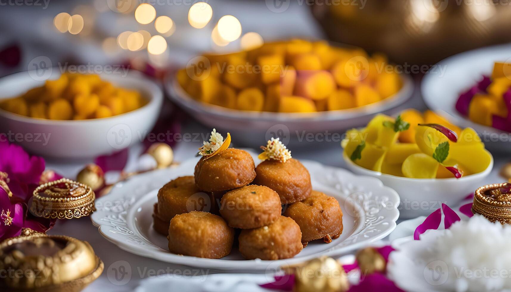 Indian Sweets on a White Plate photo