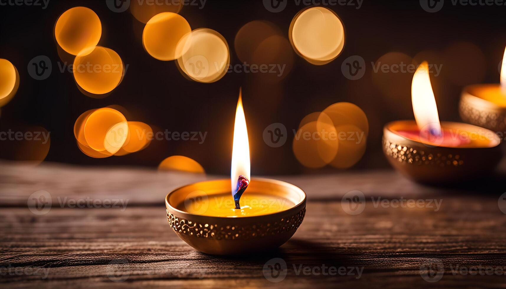 Golden Candle Light in the Dark photo