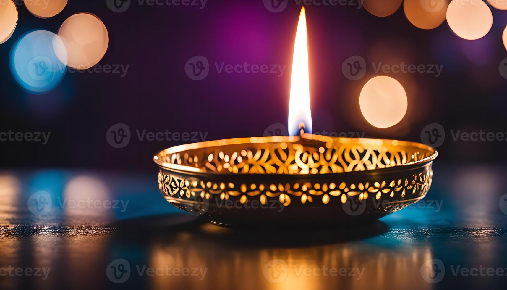 Diwali Celebration Lit Diya with a Warm Glow photo