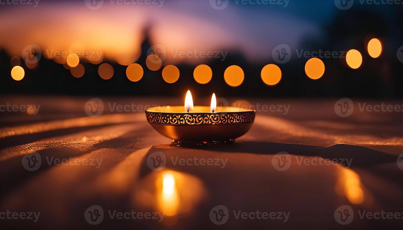 A Candle s Glow at Sunset photo