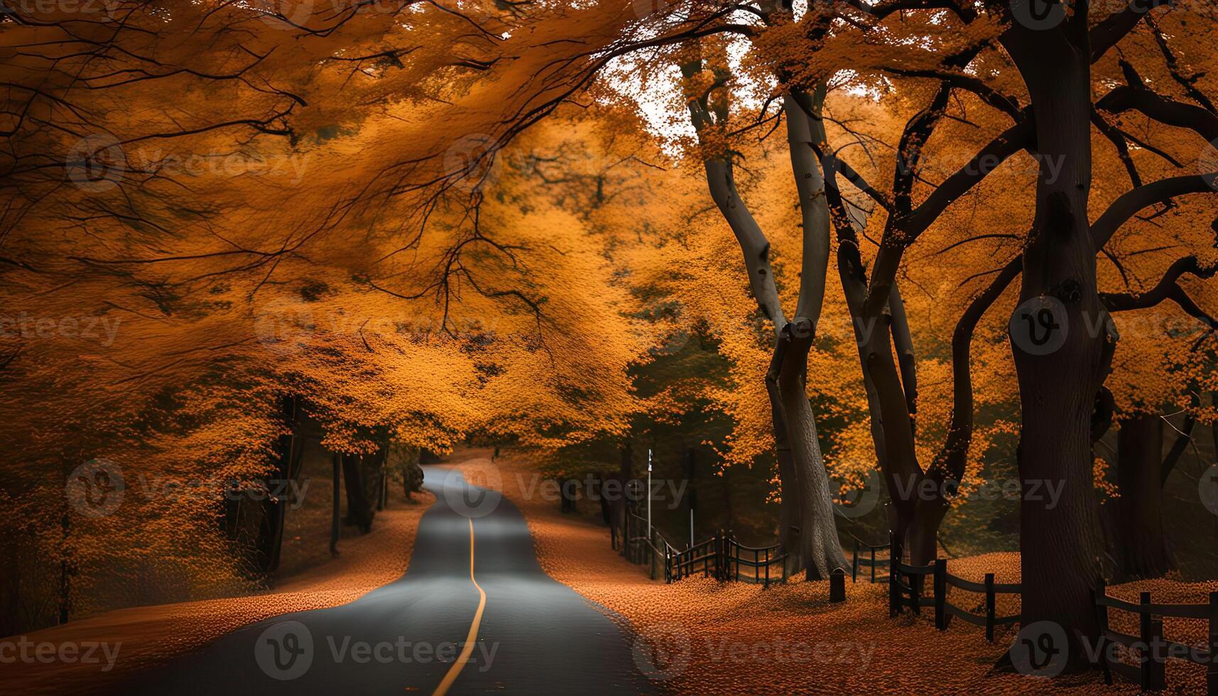 Autumn Road Through Golden Canopy photo