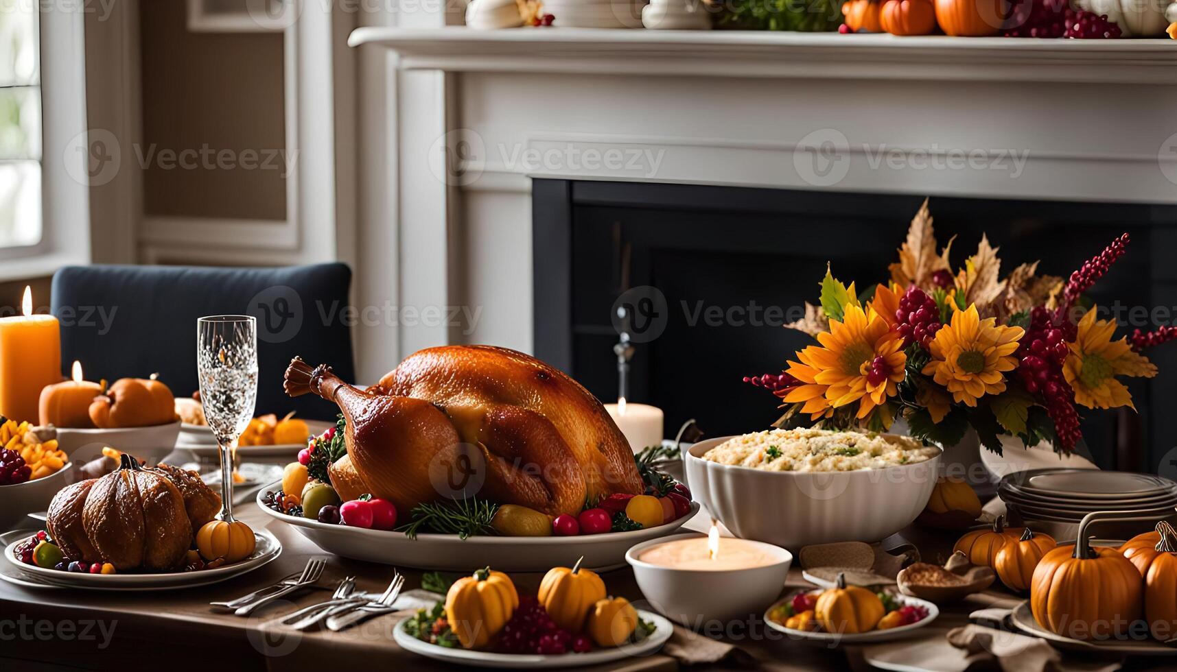 Thanksgiving Feast A Delicious and Festive Table Setting photo