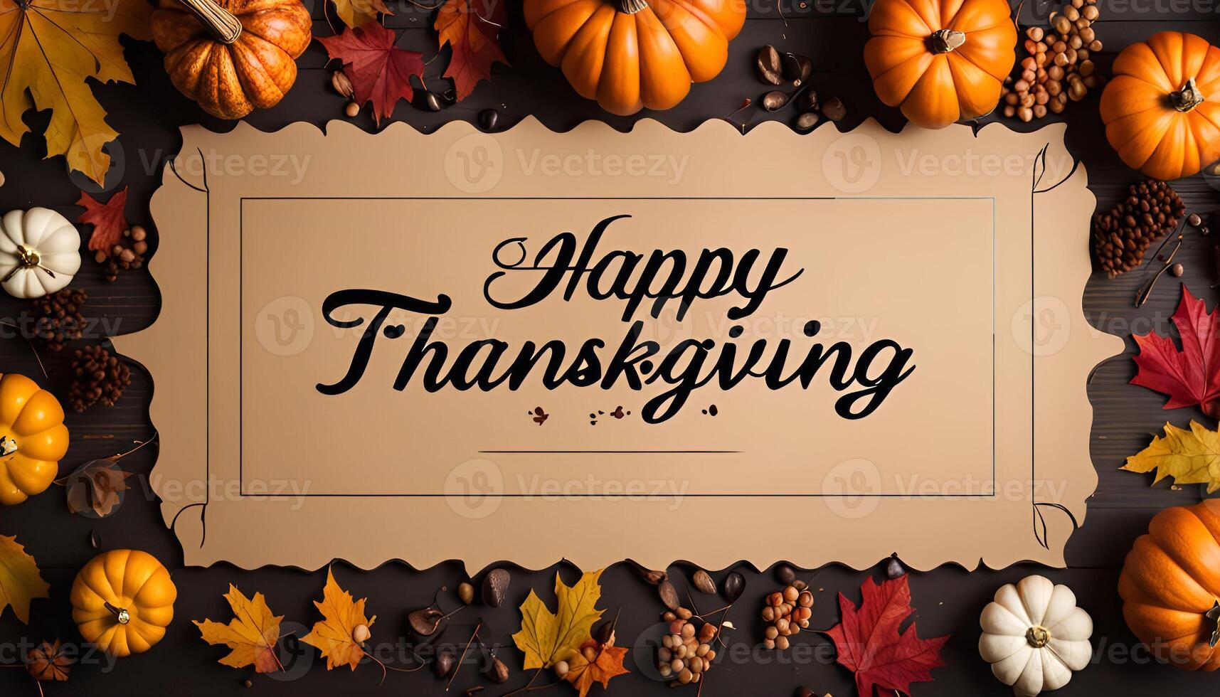 Happy Thanksgiving Greeting Card with Fall Decorations photo