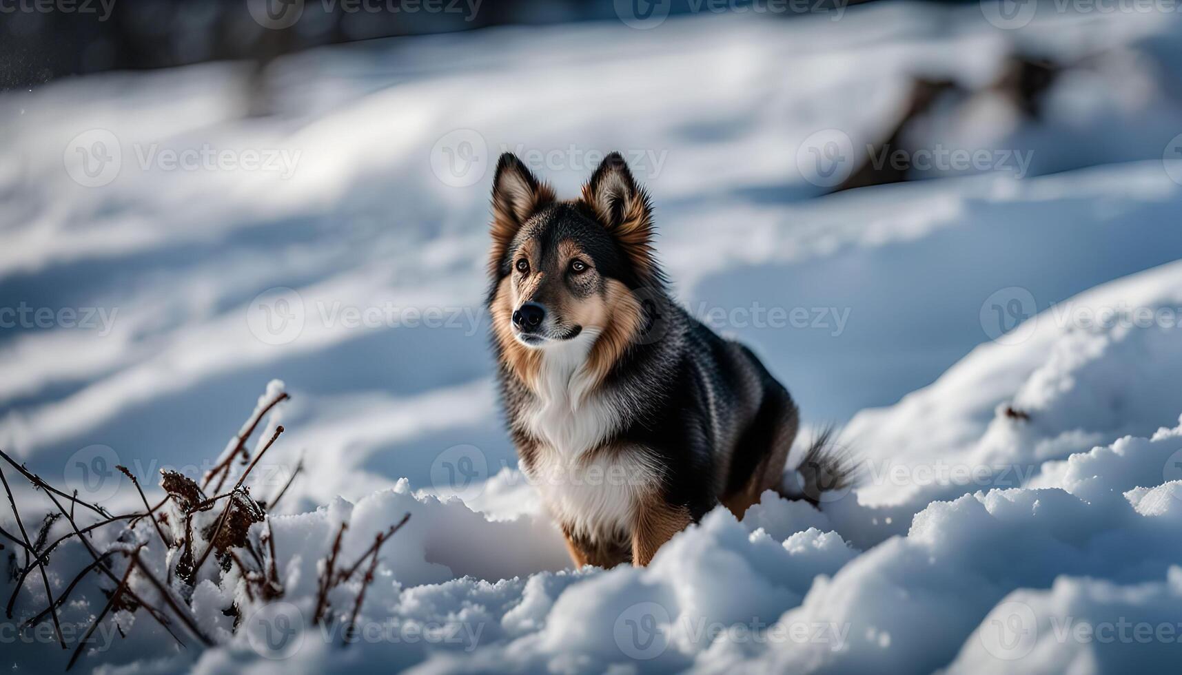 Dog in the Snow photo