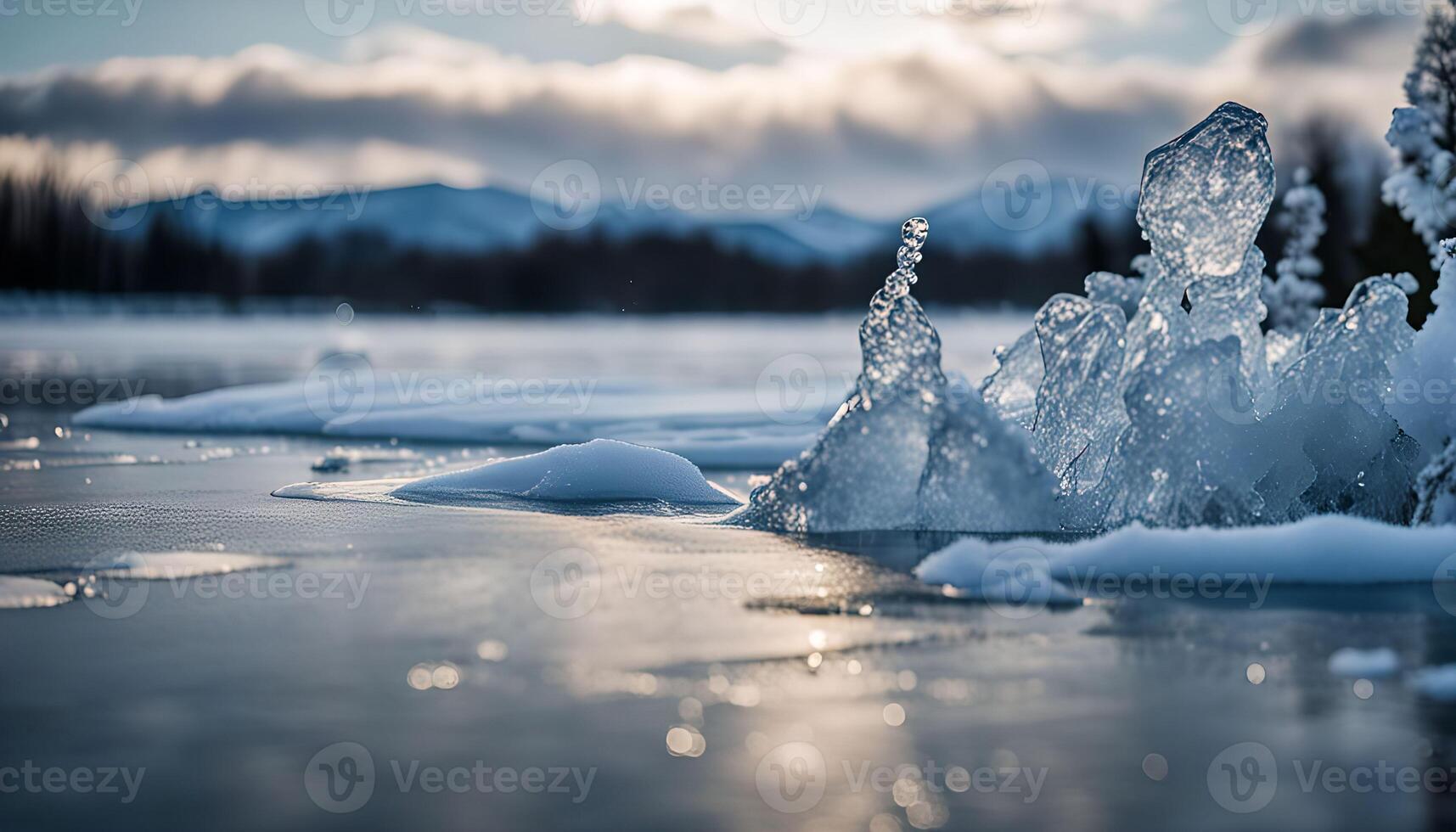 Ice Formation on Frozen Lake photo
