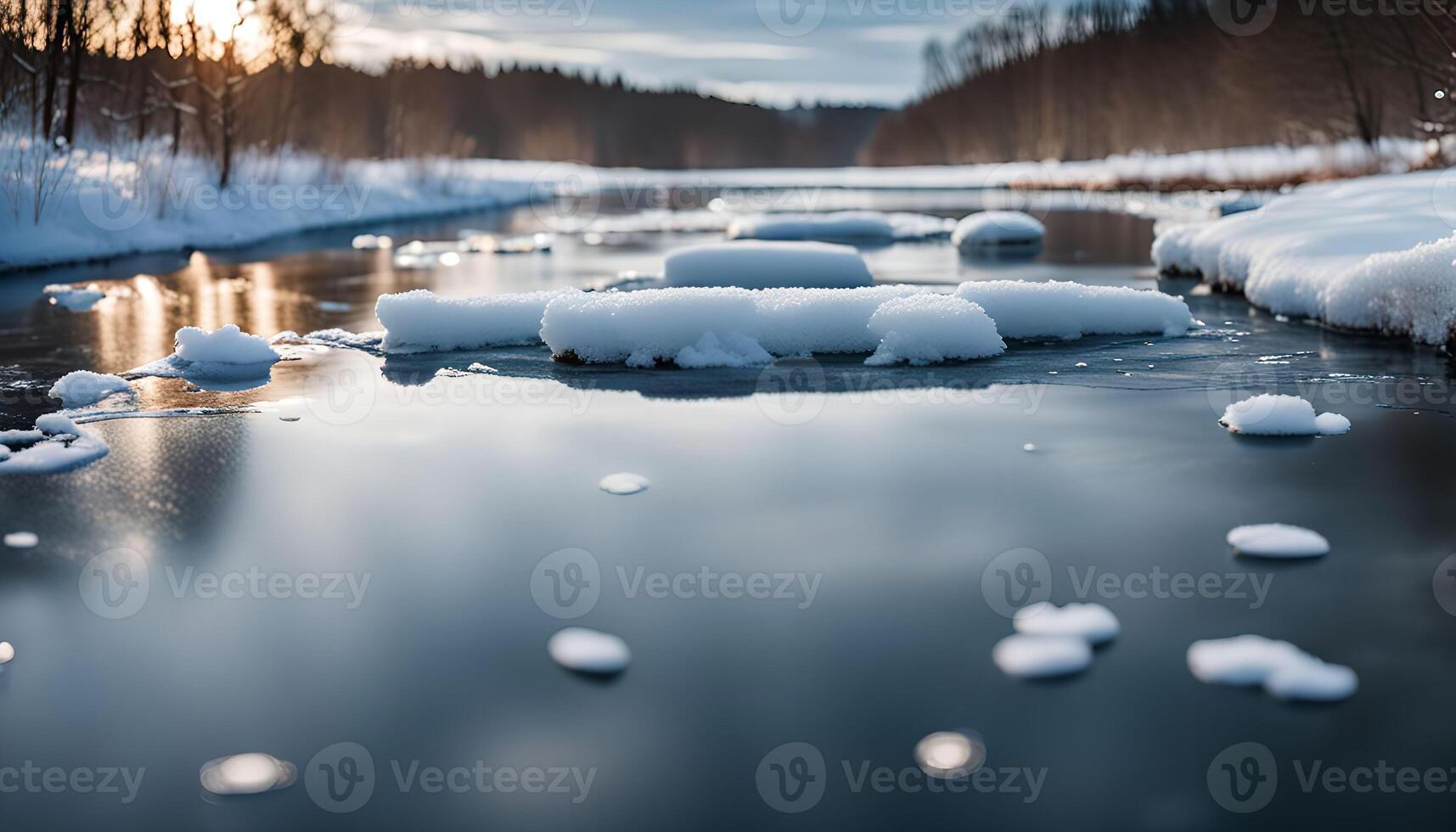 Frozen River in Winter photo