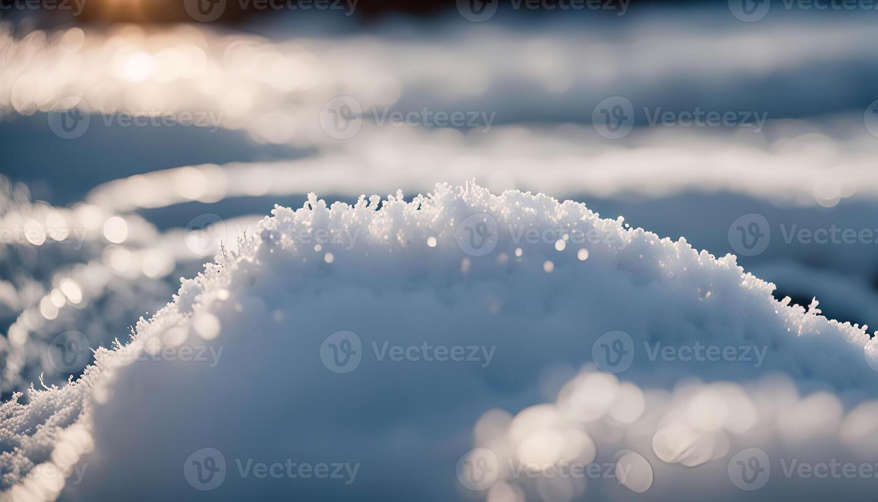 Close-up of Snow Covered Ground with Sun Glare photo