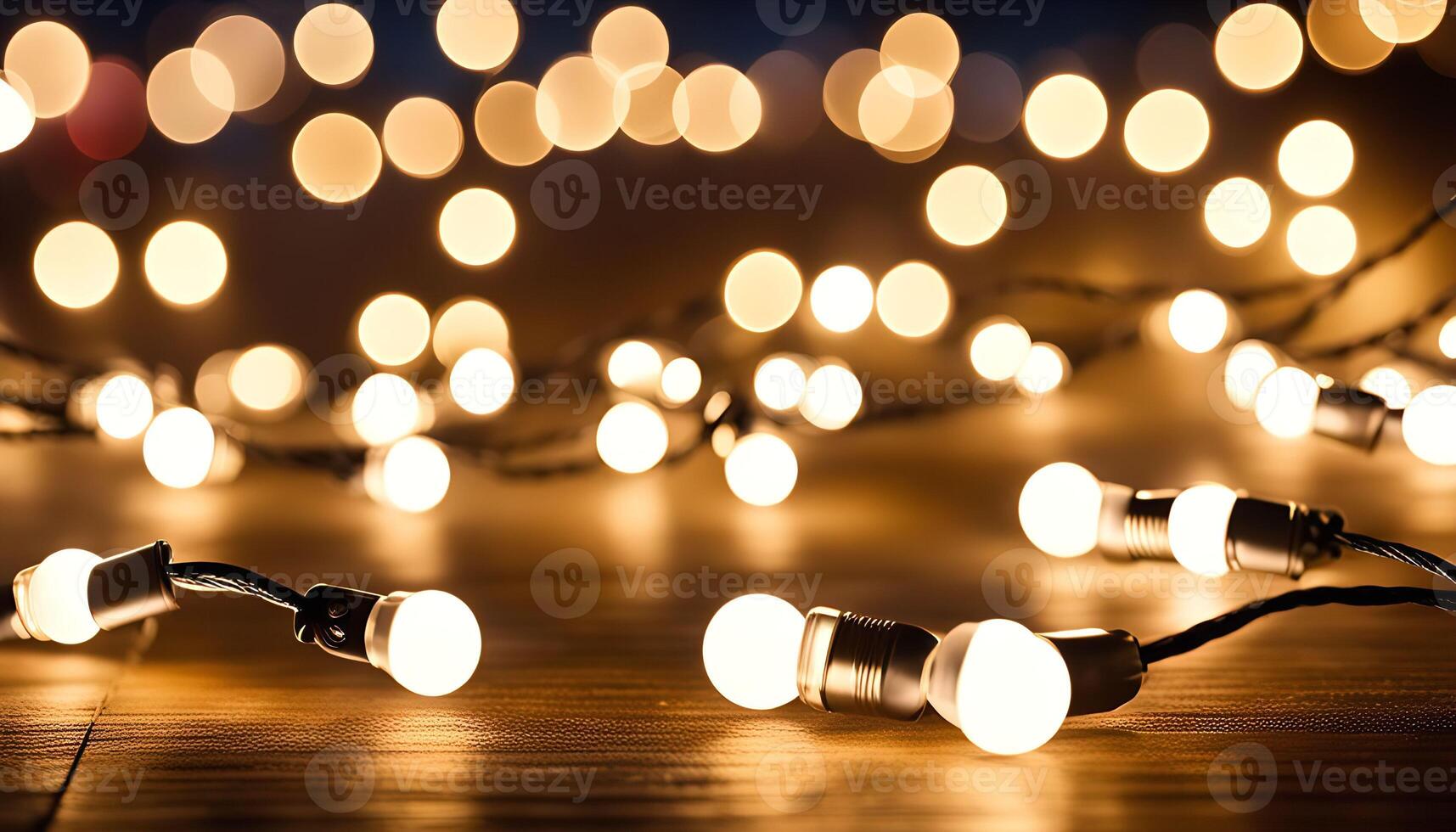 Fairy Lights on Wooden Surface photo