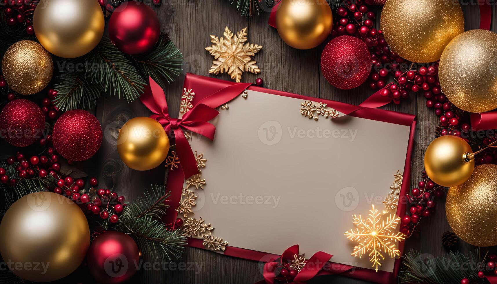 Christmas Decor with Gold and Red Ornaments photo