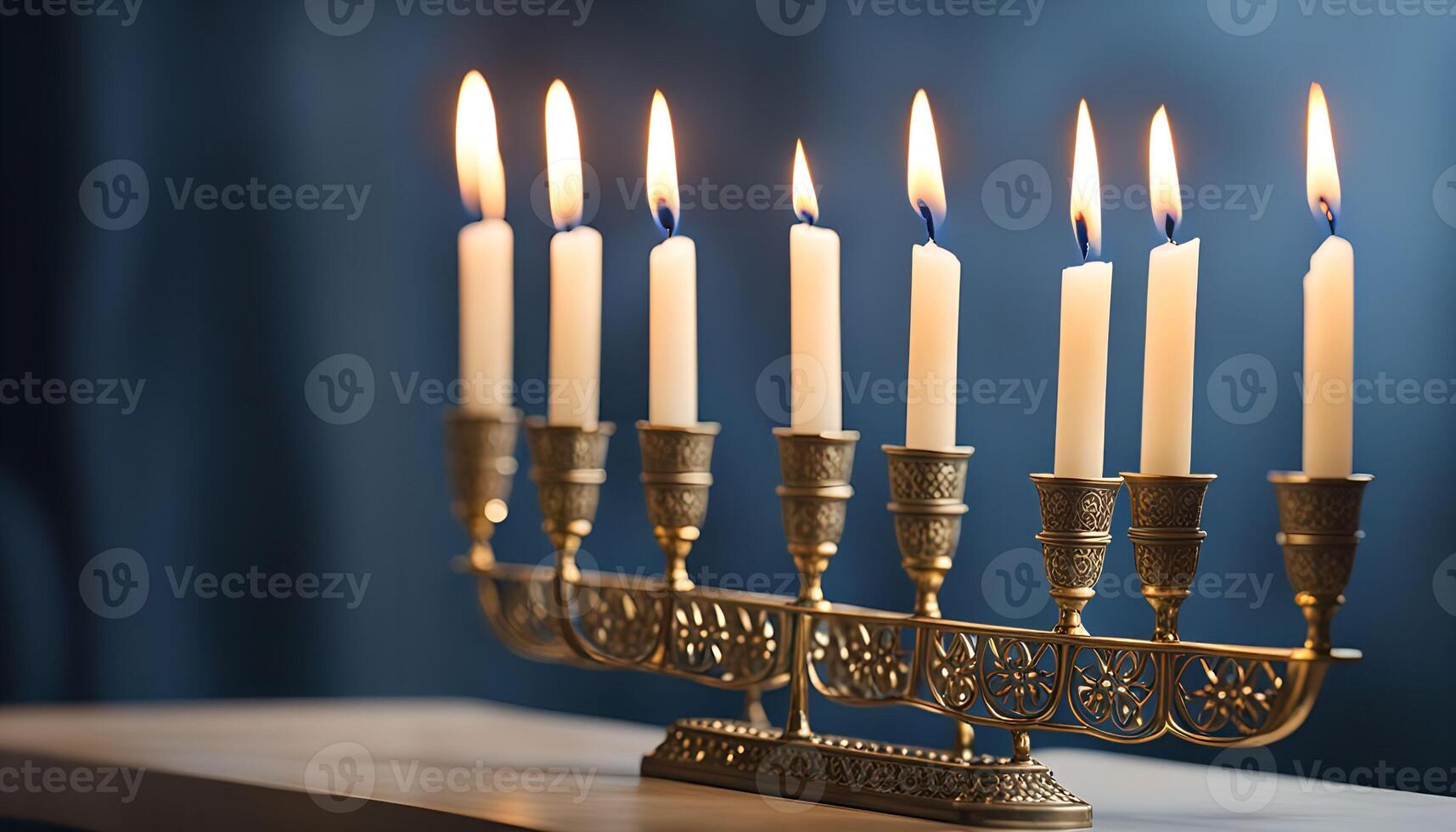 Menorah with Burning Candles photo