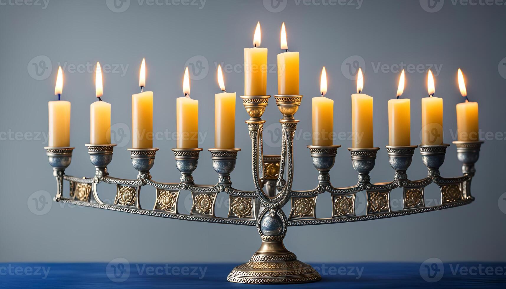Menorah with Burning Candles photo