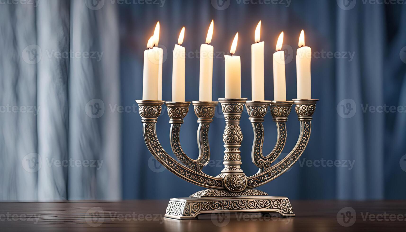 Menorah with Burning Candles photo
