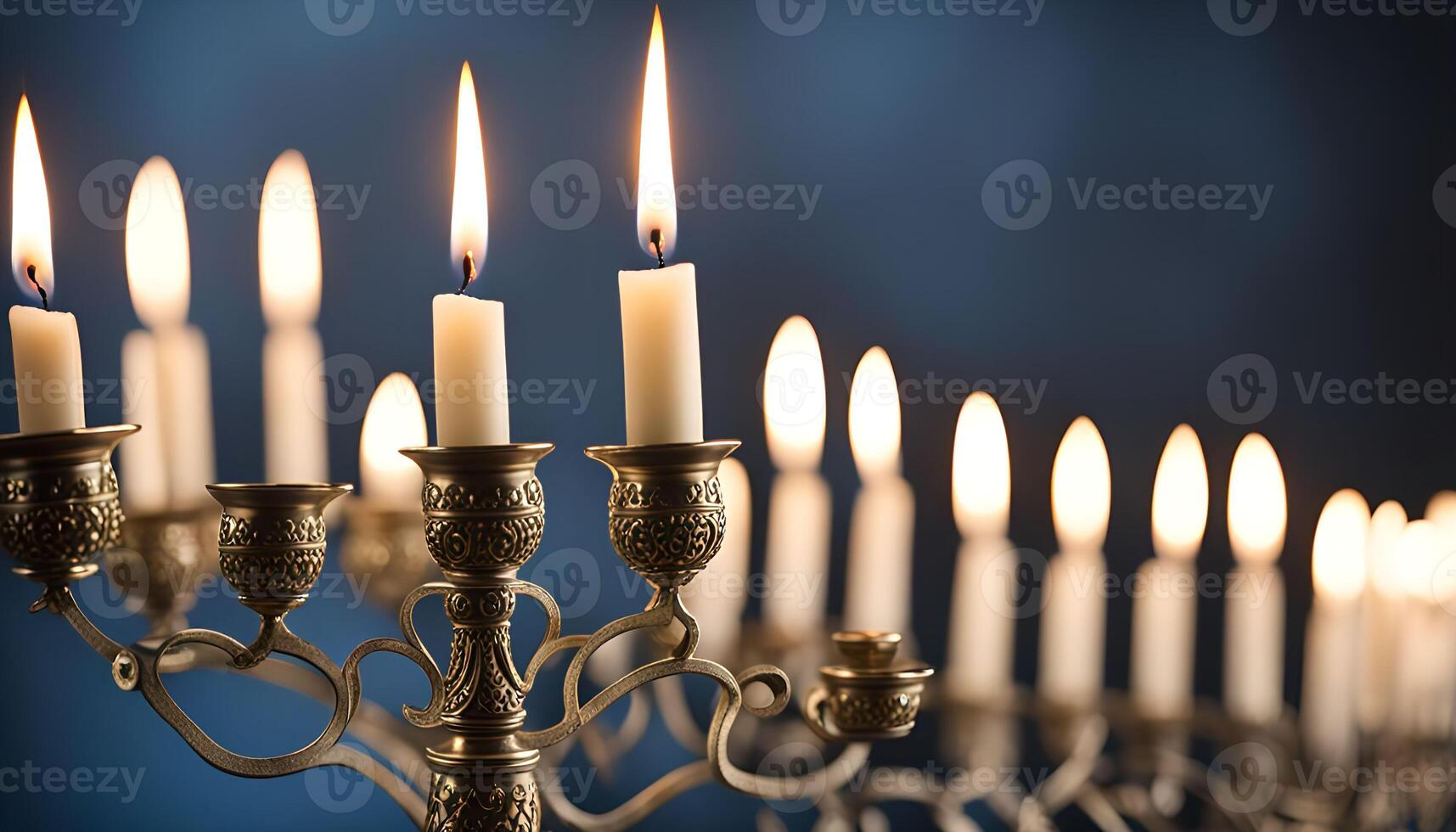 Menorah with Burning Candles - A Symbol of Light and Hope photo