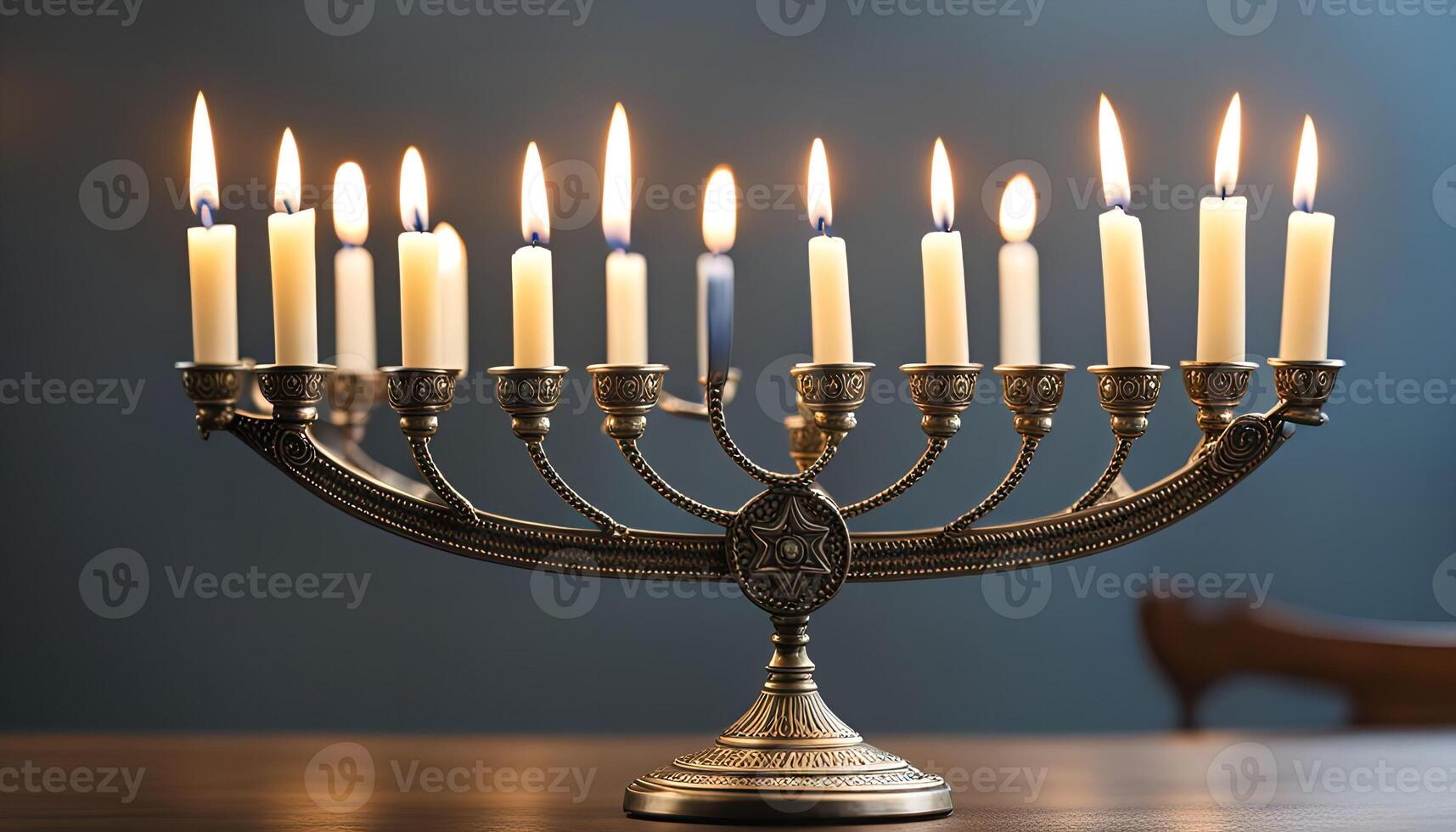 Menorah with Burning Candles photo