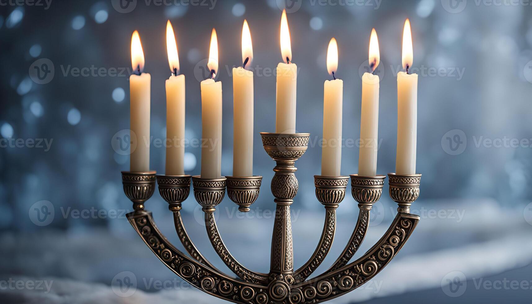 Menorah with Candles for Hanukkah photo