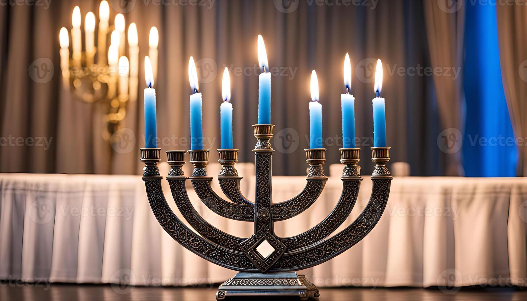 Menorah with Candles for Hanukkah photo