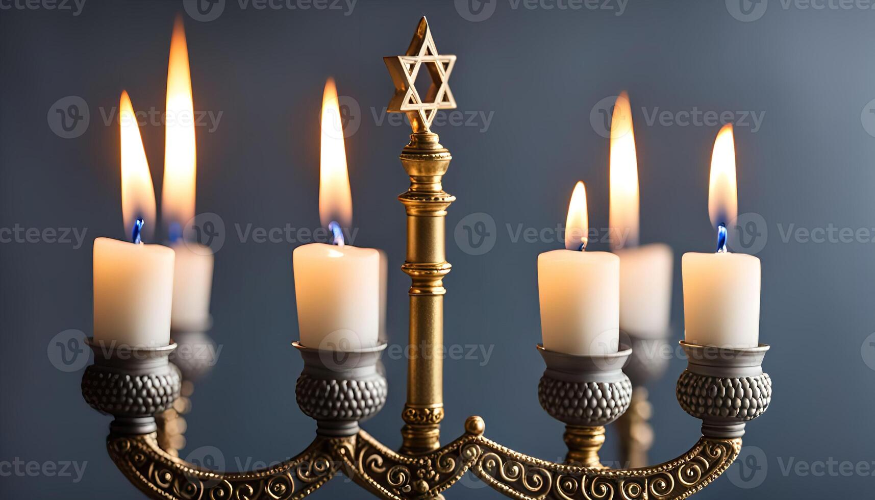 Candles on a Menorah, a Symbol of Hanukkah photo