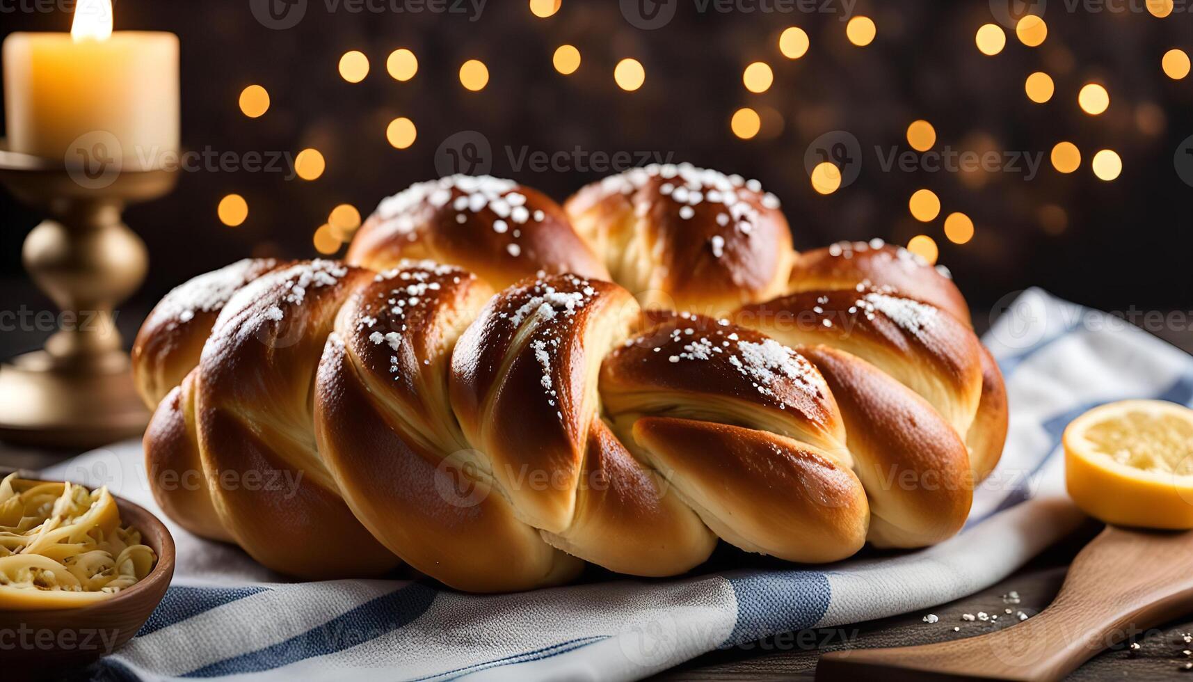 A Golden Braided Loaf of Bread photo