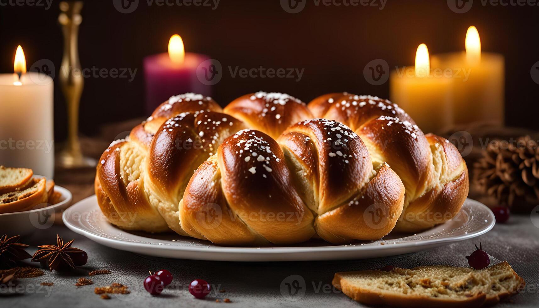 Sweet Bread with Candles photo