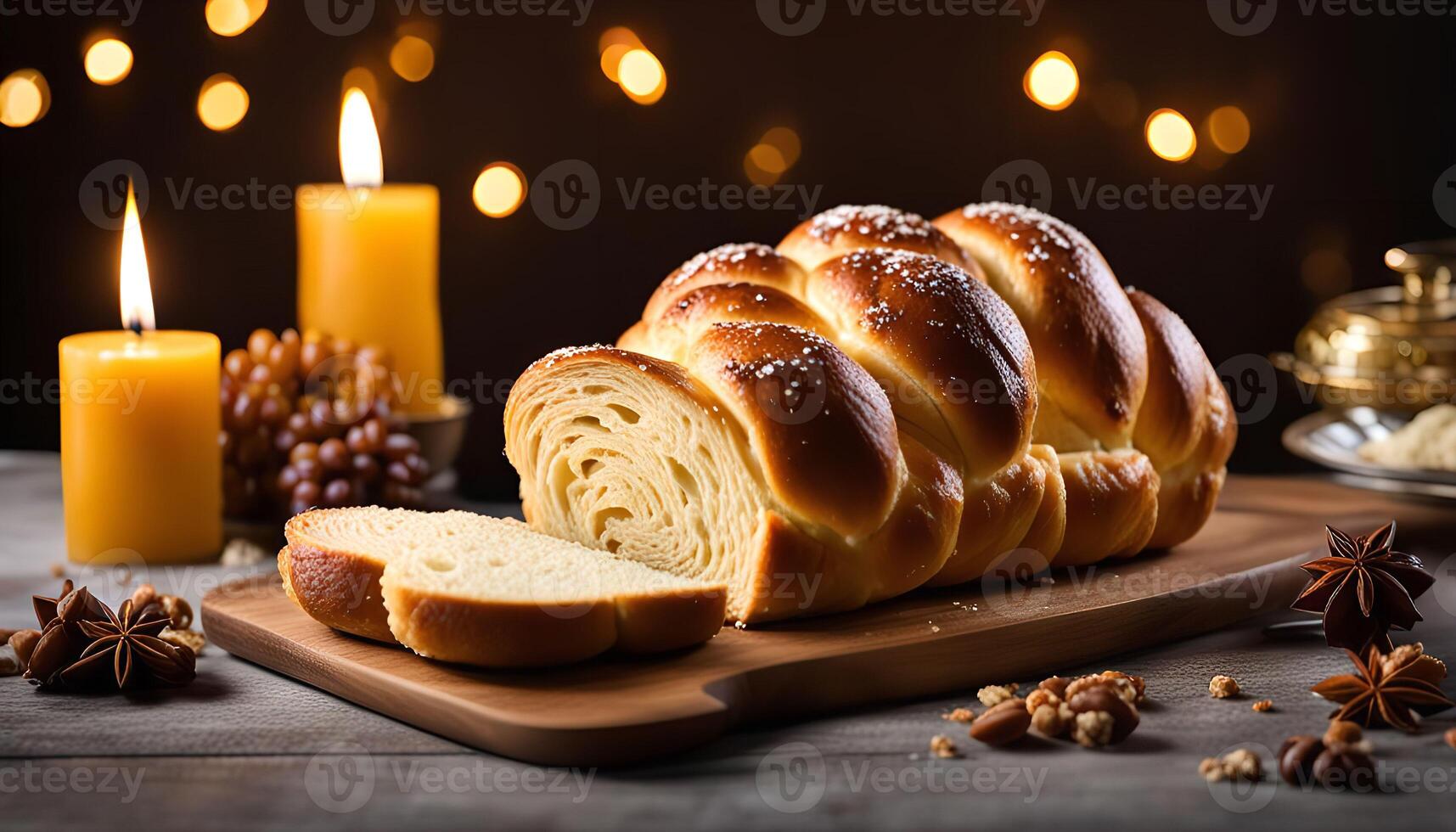 Delicious braided bread with a golden crust, freshly baked and ready to be enjoyed photo