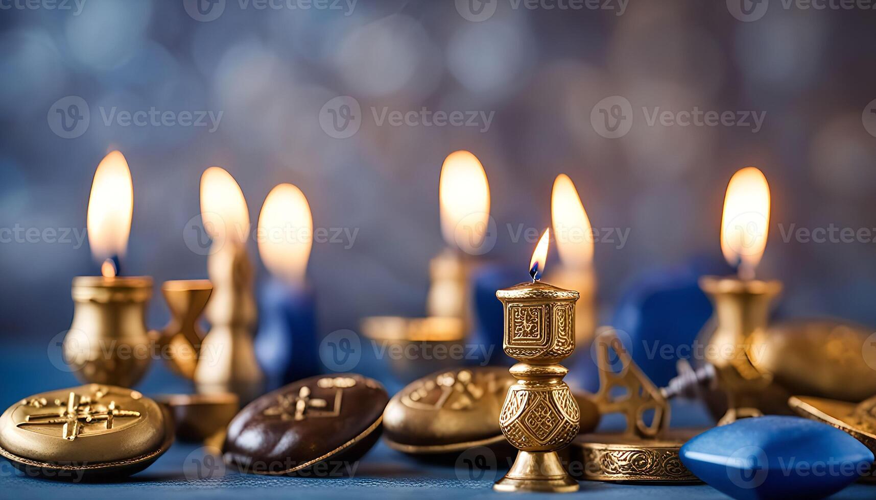Candles and Symbols of Hanukkah photo