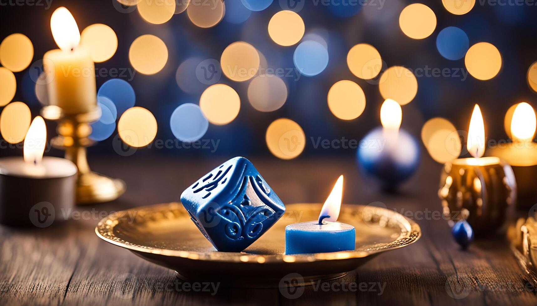 Blue Dice Candlelight photo