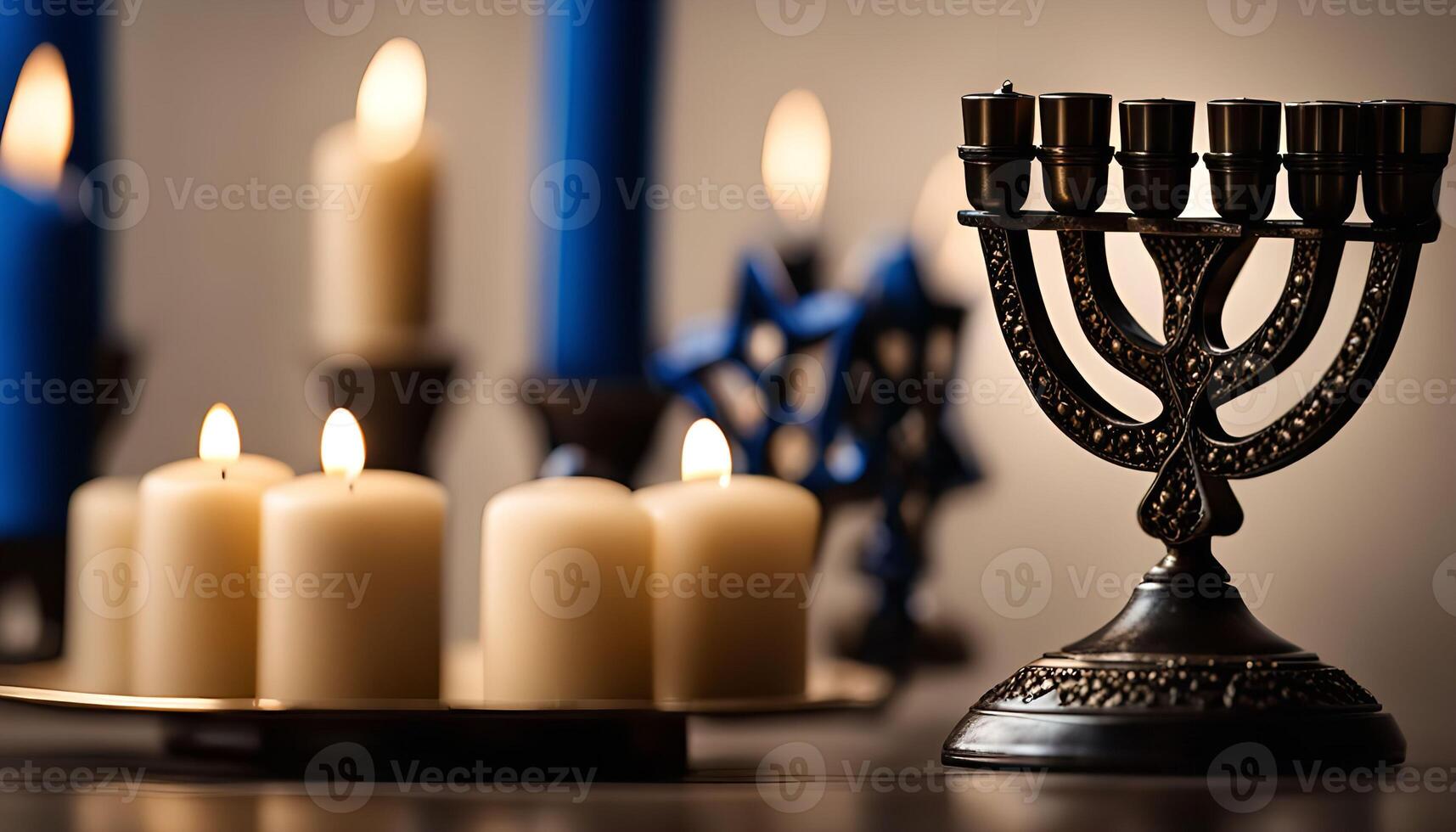 Menorah with candles for Hanukkah photo
