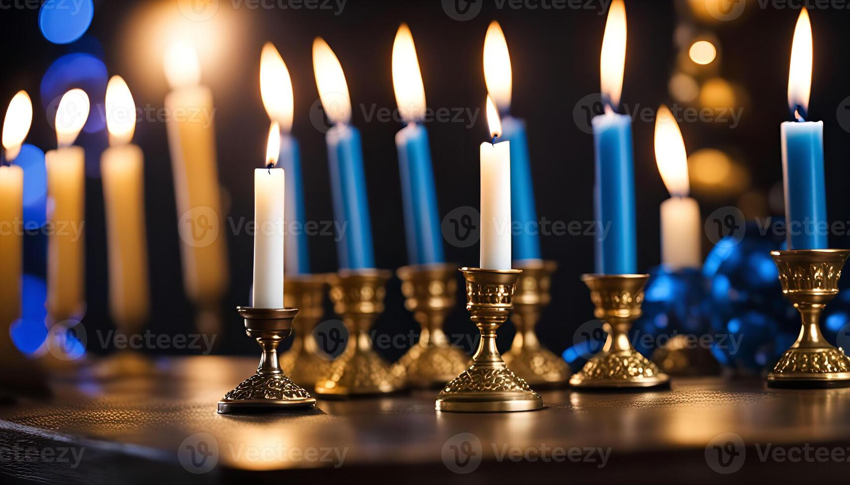 Candles lit for the Jewish Festival of Lights, Hanukkah photo