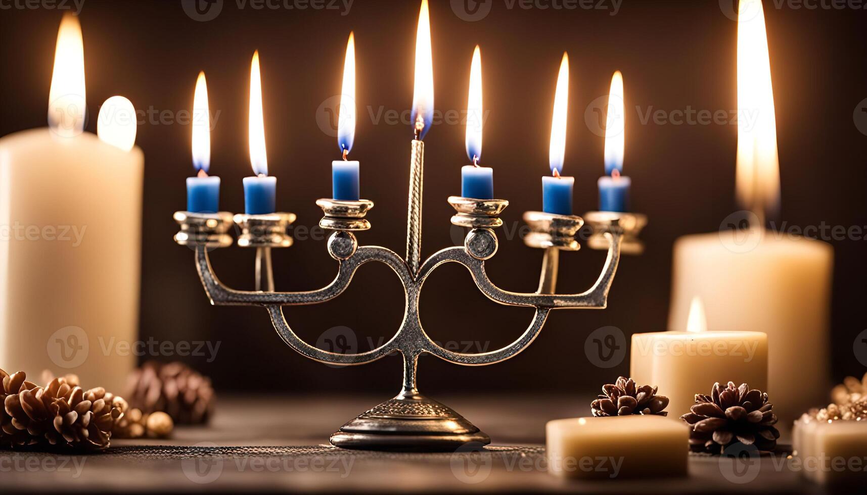 Menorah with Candles - A Symbol of Hope and Light photo