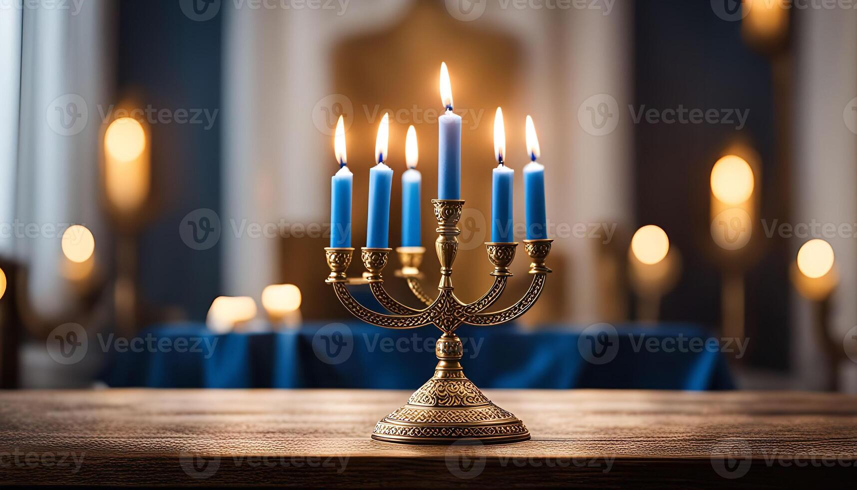 Menorah with Burning Candles photo