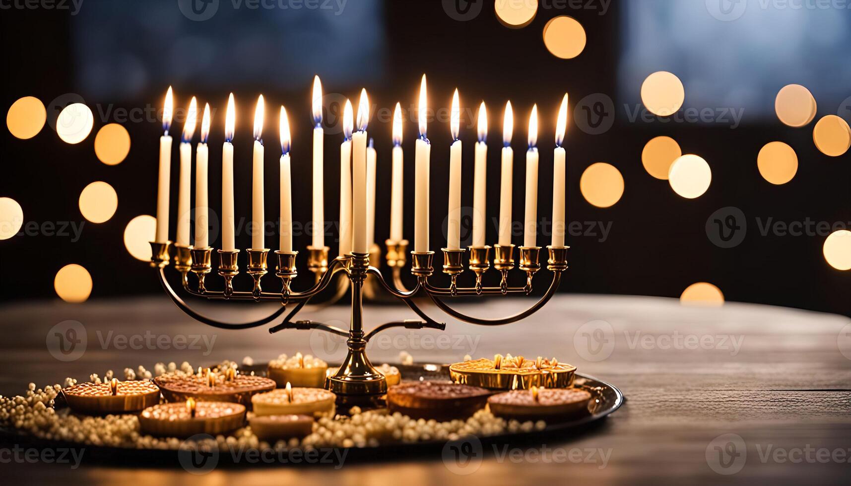 Menorah with Candles for Hanukkah photo