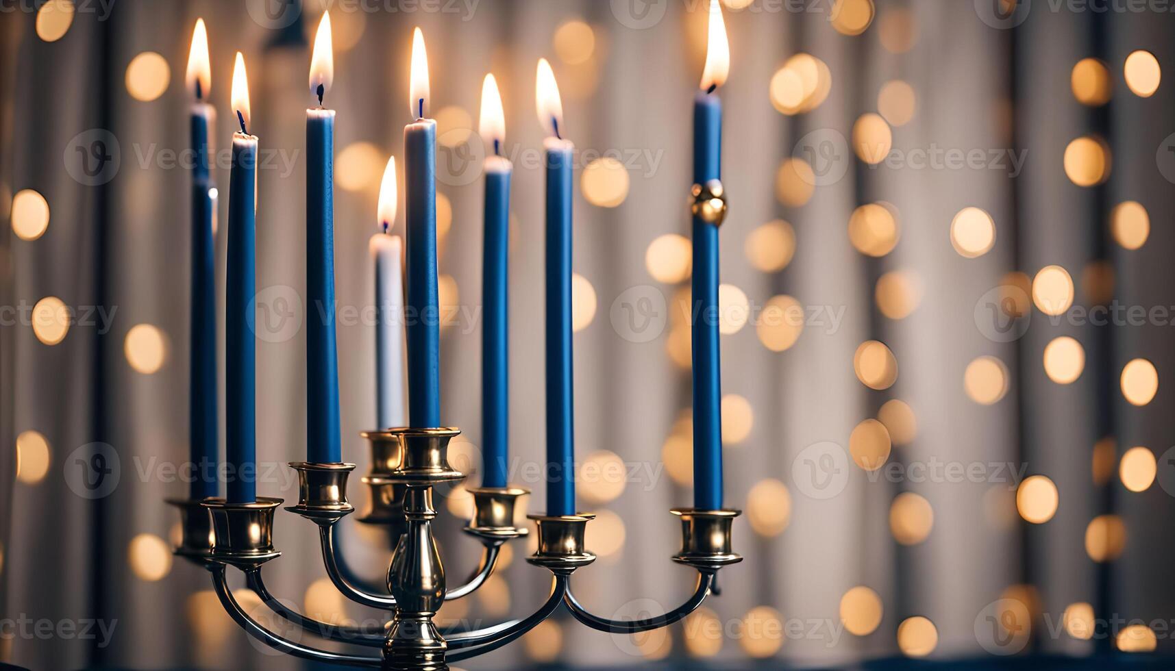 Blue Candles on a Candelabra photo