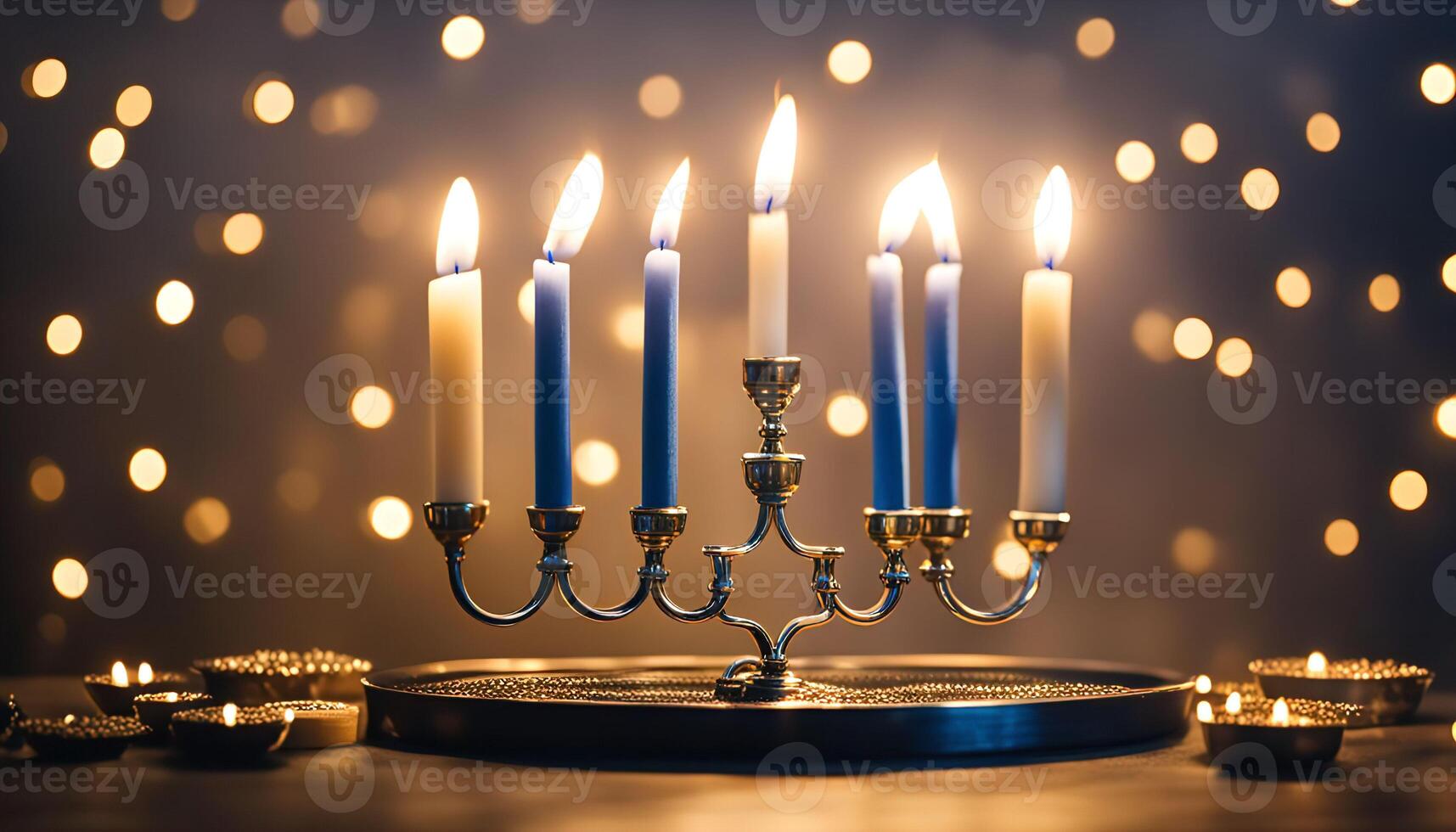 Candles on a Menorah for Hanukkah photo